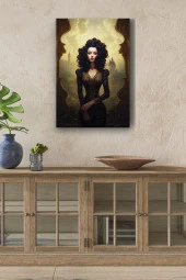 Modernist Kıvırcık Saçlı Kadın Yağlı Kanvas Tablo thumbnail 1