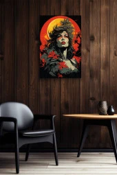 Güneş Önündeki Anarşist Kadın Silüeti Yağlı Kanvas Tablo thumbnail 5