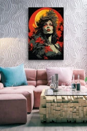 Güneş Önündeki Anarşist Kadın Silüeti Yağlı Kanvas Tablo thumbnail 6
