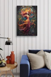 Sanatsal Tasarım Elbiseli Kız Yağlı Kanvas Tablo thumbnail 3