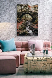 Taş Köprü Altındaki Akarsu Yağlı Kanvas Tablo thumbnail 7