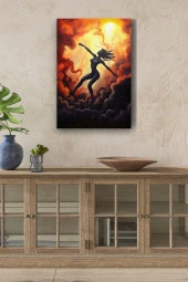 Bulutlar Arasındaki Kadın Silüeti Çizim Yağlı Kanvas Tablo thumbnail 1