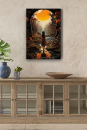 Güneşin Doğuşuna Bakan Kız Tasarım Yağlı Kanvas Tablo thumbnail 1