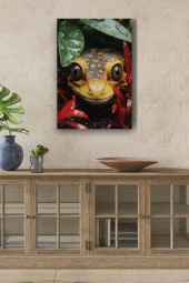 Bitkiler Arasından Bakan Kertenkele Yağlı Kanvas Tablo thumbnail 1