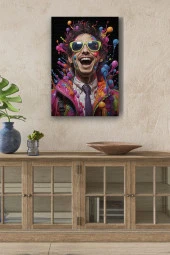 Rengarenk Boyalar İçerisindeki Gülen Adam Yağlı Kanvas Tablo thumbnail 1