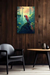 Doğa İçerisindeki Papağan Yağlı Kanvas Tablo thumbnail 5
