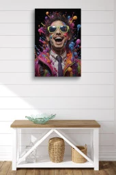 Rengarenk Boyalar İçerisindeki Gülen Adam Yağlı Kanvas Tablo thumbnail 2