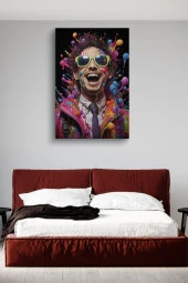 Rengarenk Boyalar İçerisindeki Gülen Adam Yağlı Kanvas Tablo thumbnail 3