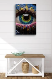 Etrafı Rengarenk Boyalar İle Kaplı Renkli Göz Yağlı Kanvas Tablo thumbnail 2