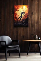 Bulutlar Arasındaki Kadın Silüeti Çizim Yağlı Kanvas Tablo thumbnail 5