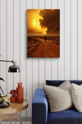 Çöl Bulutlarına Doğru Yürüyen Adam Yağlı Kanvas Tablo thumbnail 3