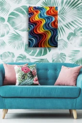 Rengarenk Sanatsal Tasarım Yağlı Kanvas Tablo thumbnail 4