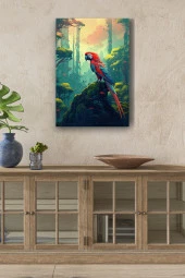 Doğa İçerisindeki Papağan Yağlı Kanvas Tablo thumbnail 1
