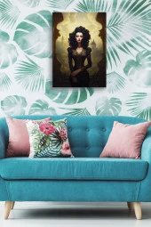 Modernist Kıvırcık Saçlı Kadın Yağlı Kanvas Tablo thumbnail 4