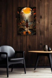 Güneşin Doğuşuna Bakan Kız Tasarım Yağlı Kanvas Tablo thumbnail 6