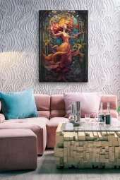 Sanatsal Tasarım Elbiseli Kız Yağlı Kanvas Tablo thumbnail 6