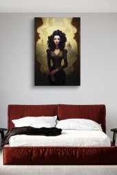 Modernist Kıvırcık Saçlı Kadın Yağlı Kanvas Tablo thumbnail 3