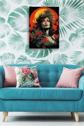 Güneş Önündeki Anarşist Kadın Silüeti Yağlı Kanvas Tablo thumbnail 4