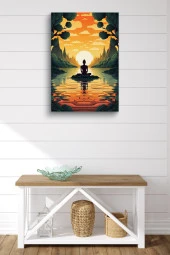 Gün Batımına Karşı Oturan Adam Yağlı Kanvas Tablo thumbnail 1