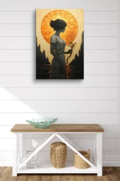 Deniz İçerisinde Dal Tutan Kadın Yağlı Kanvas Tablo thumbnail 2