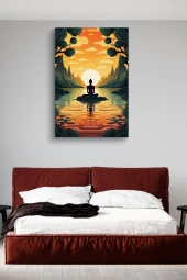 Gün Batımına Karşı Oturan Adam Yağlı Kanvas Tablo thumbnail 2