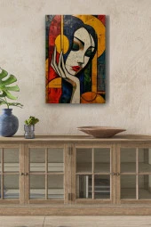 Kadın Kubizm Sanatsal Çizim Yağlı Kanvas Tablo thumbnail 1