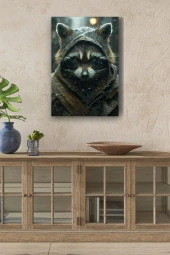 Keskin Bakışlı Rakun Yağlı Kanvas Tablo thumbnail 1