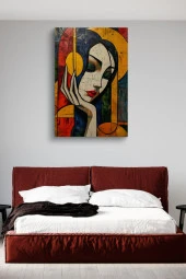 Kadın Kubizm Sanatsal Çizim Yağlı Kanvas Tablo thumbnail 2