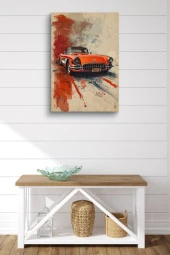 Turuncu Klasik Retro Araba Kanvas Tablo thumbnail 2