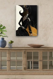 Modern Çello Çalan Kadın Yağlı Kanvas Tablo thumbnail 1