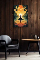 Gün Batımına Karşı Oturan Adam Yağlı Kanvas Tablo thumbnail 5