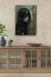 Modernist Maskeli Sanatsal Kadın Portre Yağlı Kanvas Tablo thumbnail 1