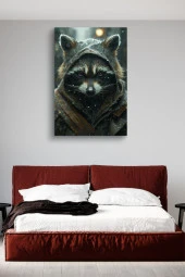 Keskin Bakışlı Rakun Yağlı Kanvas Tablo thumbnail 3