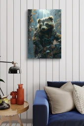 Modern Karlar İçerisindeki Bal Porsuğu Yağlı Kanvas Tablo thumbnail 4