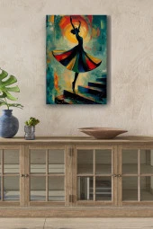 Dans Eden Balerin Sanatsal Yağlı Kanvas Tablo thumbnail 1