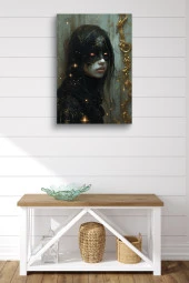 Modernist Maskeli Sanatsal Kadın Portre Yağlı Kanvas Tablo thumbnail 2