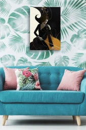 Modern Çello Çalan Kadın Yağlı Kanvas Tablo thumbnail 5