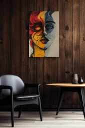 Güneş ve Ay Detaylı Yüz Görünümü Yağlı Kanvas Tablo thumbnail 4