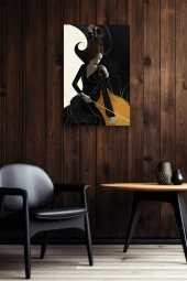 Modern Çello Çalan Kadın Yağlı Kanvas Tablo thumbnail 6