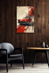 Sanatsal Çizim Klasik Araba Yağlı Kanvas Tablo thumbnail 6