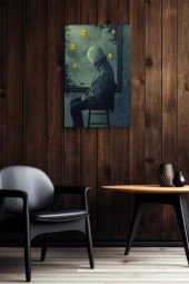 Psikoloji Maskeli Oturan Adam Yağlı Kanvas Tablo thumbnail 6