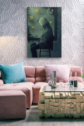 Psikoloji Maskeli Oturan Adam Yağlı Kanvas Tablo thumbnail 7