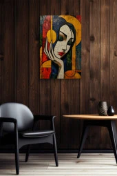 Kadın Kubizm Sanatsal Çizim Yağlı Kanvas Tablo thumbnail 5