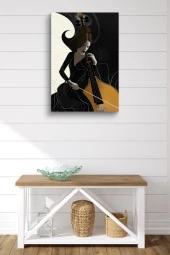 Modern Çello Çalan Kadın Yağlı Kanvas Tablo thumbnail 2