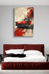 Sanatsal Çizim Klasik Araba Yağlı Kanvas Tablo thumbnail 3