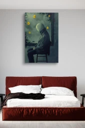 Psikoloji Maskeli Oturan Adam Yağlı Kanvas Tablo thumbnail 3