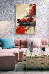 Sanatsal Çizim Klasik Araba Yağlı Kanvas Tablo thumbnail 7