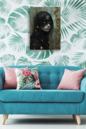 Modernist Maskeli Sanatsal Kadın Portre Yağlı Kanvas Tablo thumbnail 5