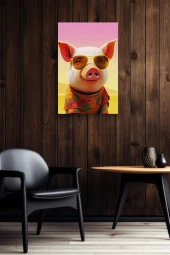 Kıyafet Giymiş Domuz Yağlı Kanvas Tablo thumbnail 5