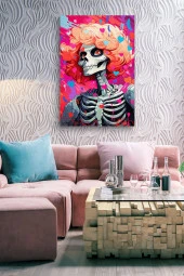 Sarı Saçlı Iskelet Yağlı Kanvas Duvar Tablosu thumbnail 6